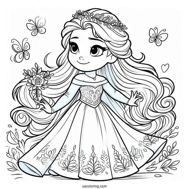 Cartoon Elsa Coloring Page For Preschoolers