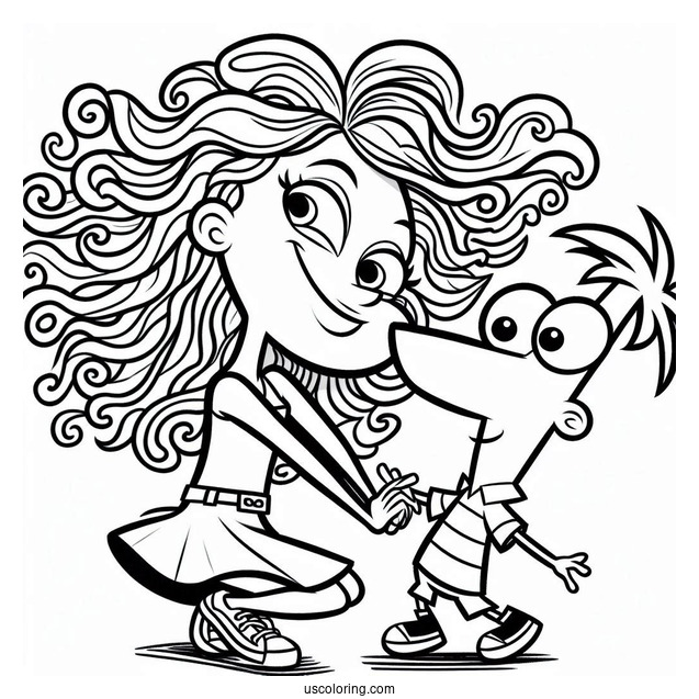 Simple Phineas And Ferb Coloring Page Outline For Kids