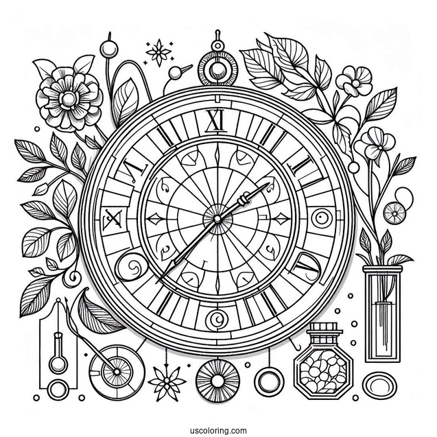 Clock Coloring Page With Different Segments