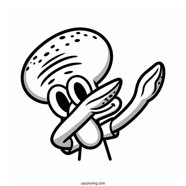 Easy Outline Of Squidward Coloring Page Dabbing For Kids