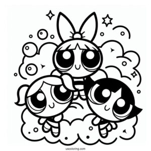 Blossom, Bubbles And Buttercup Coloring Page