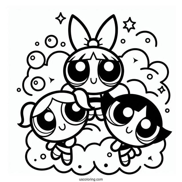 Blossom, Bubbles And Buttercup Coloring Page