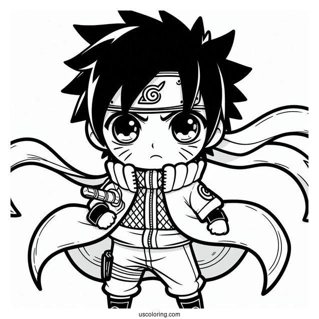 Naruto Coloring Page Of Chibi Sasuke For Preschoolers