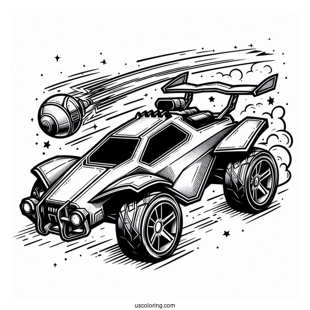 Rocket League Coloring Page Poster For Kids