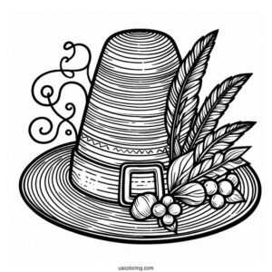 Pilgrim Coloring Page Hat Outline For Preschoolers