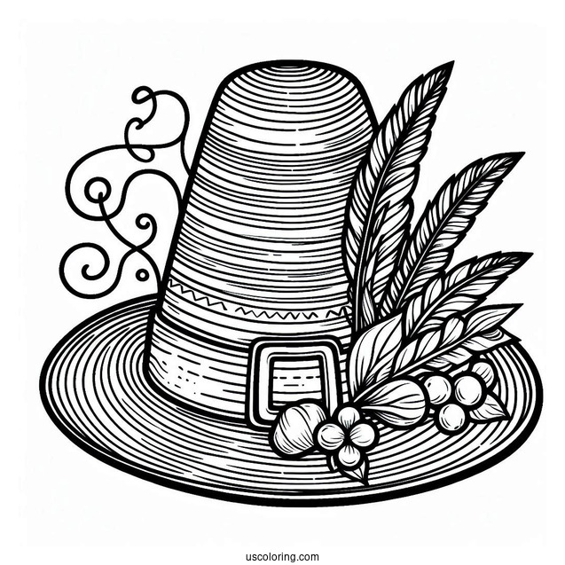 Pilgrim Coloring Page Hat Outline For Preschoolers