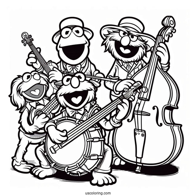Muppets Coloring Page Of Playing Musical Instruments