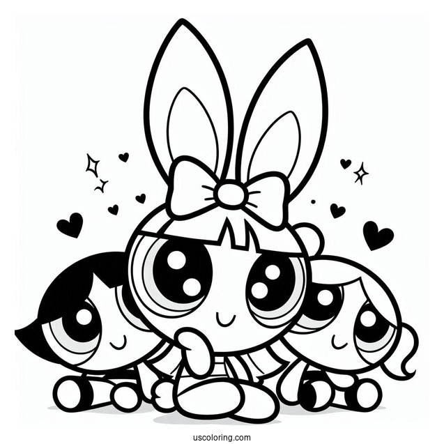 Bunny And The Powerpuff Girls Coloring Picture