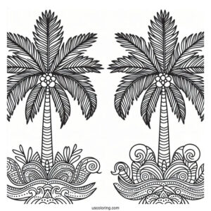 Palm Tree Pattern Coloring Page