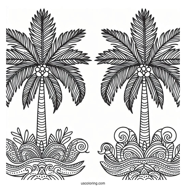 Palm Tree Pattern Coloring Page