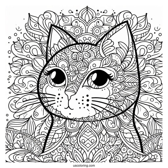 Cat Mandala Coloring In For Adults