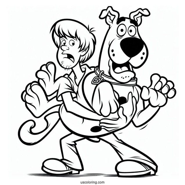 Scared Scooby-Doo Being Held By Shaggy