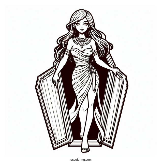 Female Mummy Coloring Page Walking Out Of Coffin
