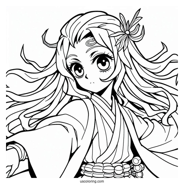 Sweet Tanjiro Coloring Page Catching Kanao Tsuyuri