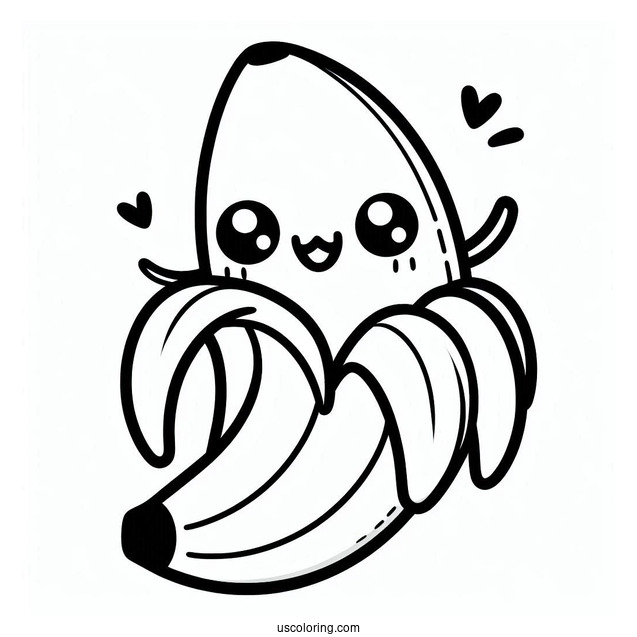 Cute Smiling Kawaii Banana Coloring