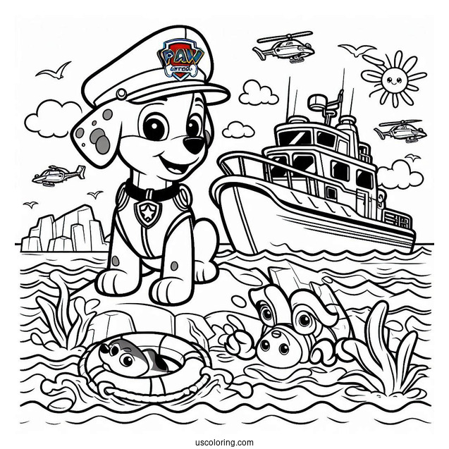 Sea Rescue Paw Patrol Coloring Sheet