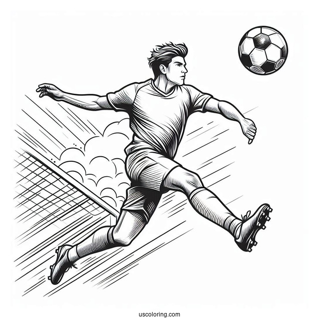 Soccer Player Doing a Header To Color