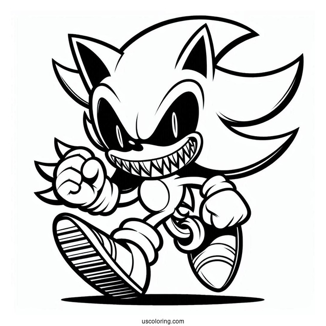 Sonic Exe Coloring Page Showing Sharp Teeth