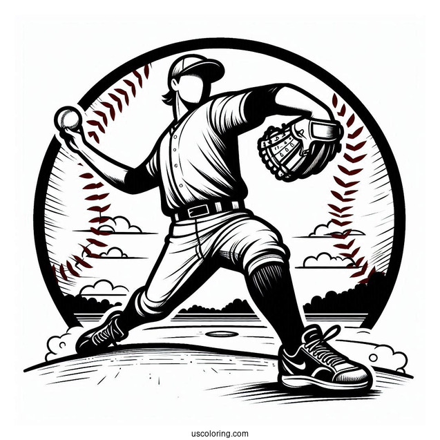 Baseball Pitcher Coloring Page