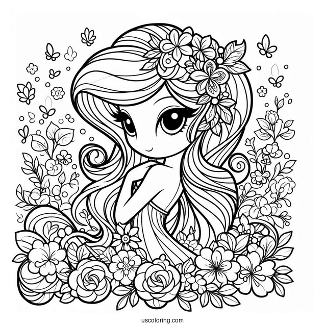 Rarity Coloring Page Covered In Flowers For Kids