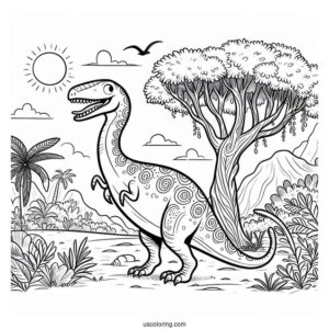 Happy Camarasaurus Dinosaur Coloring Page For Kids