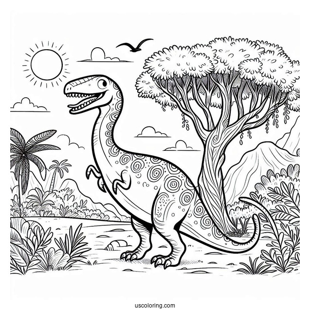Happy Camarasaurus Dinosaur Coloring Page For Kids