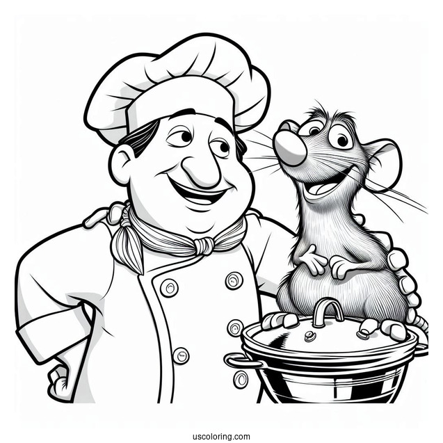 Pixar Coloring Page of Alfredo And Remy From Ratatouille
