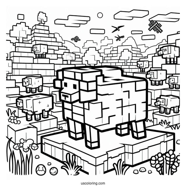 Minecraft Sheep Coloring Page For Kids