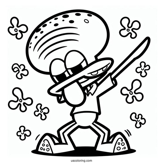 Easy Outline Of Squidward Coloring Page Dabbing For Kids