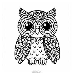 Easy Owl To Color For Preschoolers