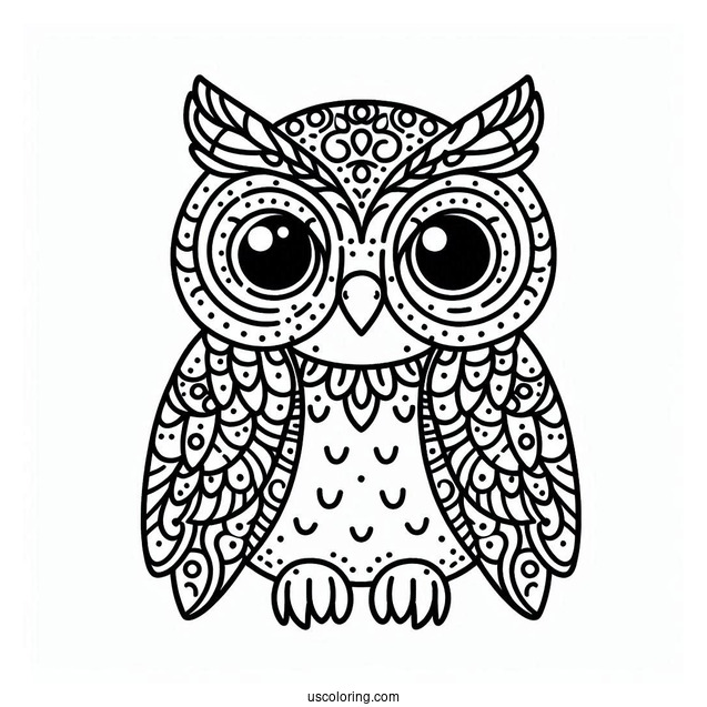 Easy Owl To Color For Preschoolers