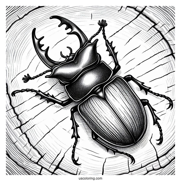 Stag Beetle Coloring Page On Textured Wood