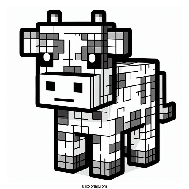 Detailed Minecraft Cow To Color