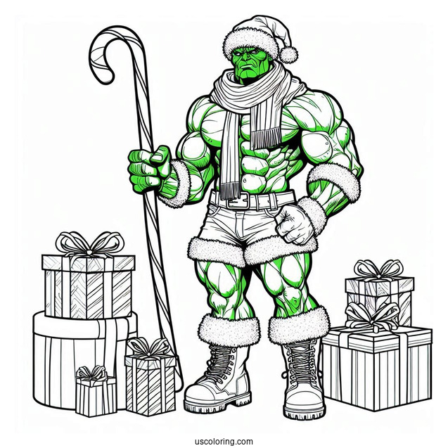 Christmas Inspired Hulk Coloring Page