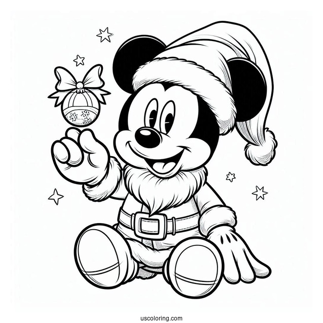 Mickey Mouse Santa Coloring Page