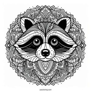 Intricate Raccoon Coloring Page Mandala