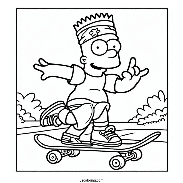 Bart Doing Skate Trick To Color