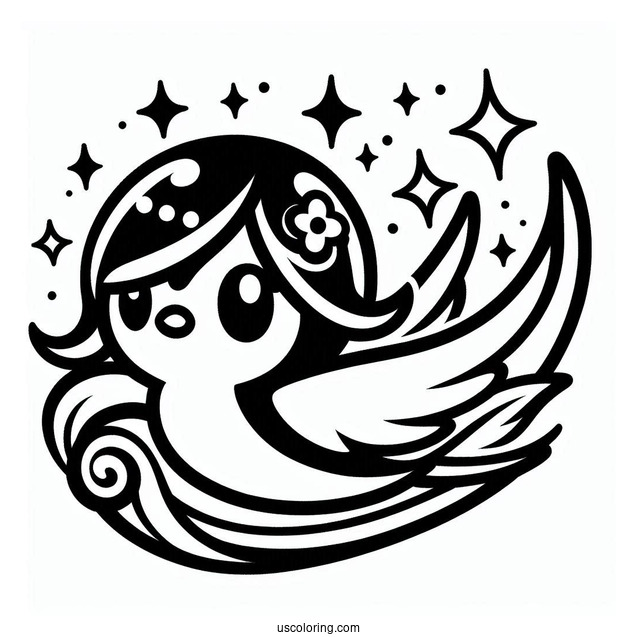 Kawaii Wave The Swallow Coloring Sheet V2