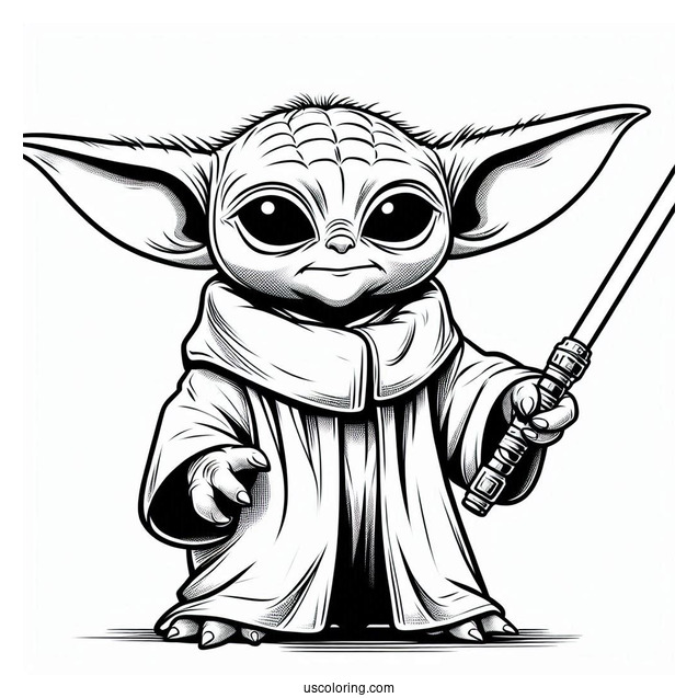 Baby Yoda Using The Force To Color