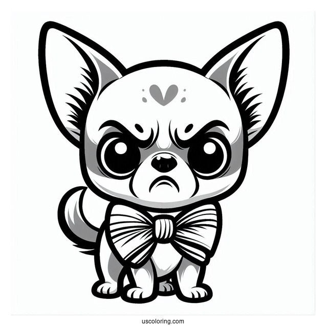 Easy Angry Chihuahua Coloring Page For Kids