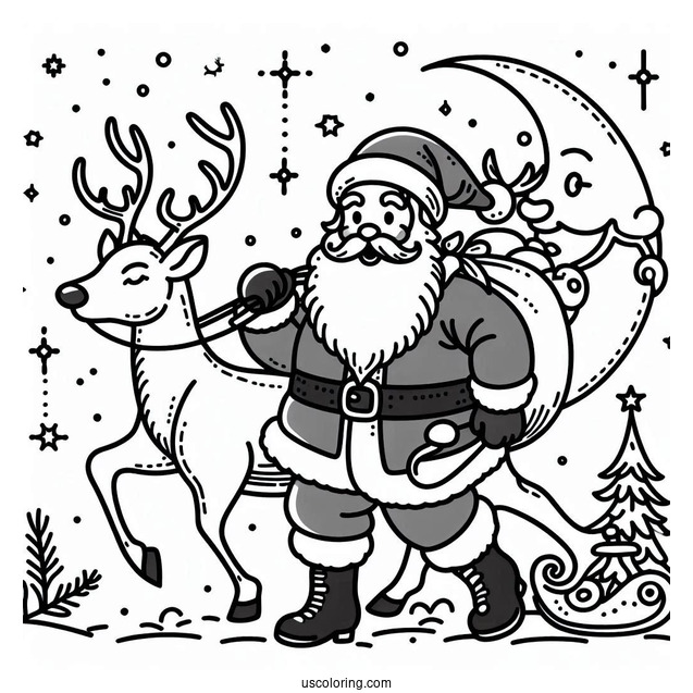 Easy Outline Of Santa With Dasher And Comet_