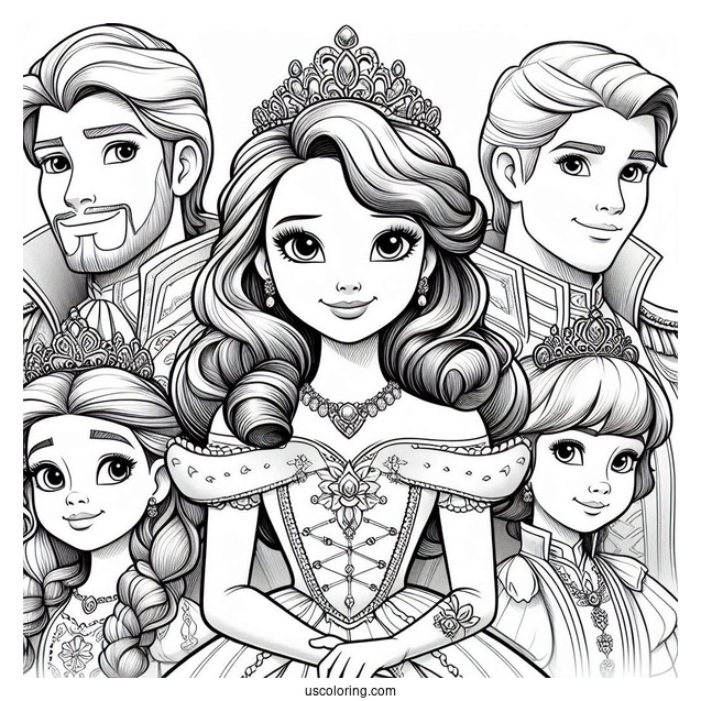 Sofia The First Coloring Pages With King Roland, Queen Miranda, Princess Amber, And Prince James