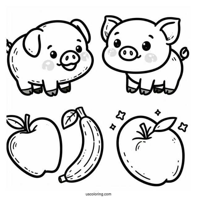 Simple Cartoon Pig To Color For Preschoolers