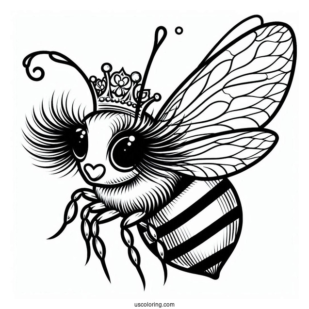 Fabulous Queen Bee Coloring Page With Long Lashes