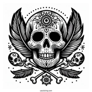 Danger Full Skull Skeleton Coloring Page