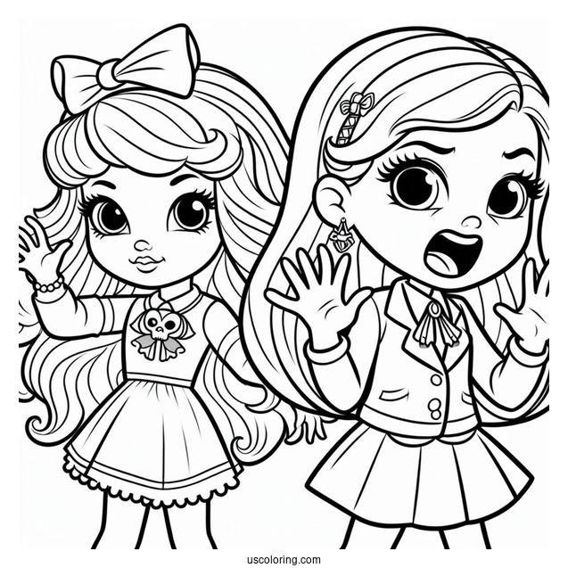Polly Pocket Coloring Page Of Shani Smith And Lila Draper Acting Scary