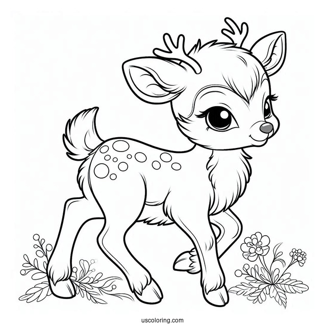 Cute Baby Reindeer To Color For Kids