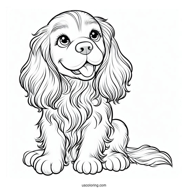 Pretty Spaniel Dog To Color