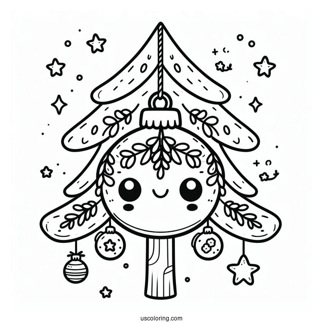 Cartoon Tree Ornament Christmas Ornaments Coloring Page