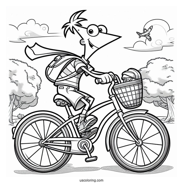 Phineas And Ferb Coloring Page Ride A Bicycle